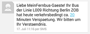 Meinfernbus SMS