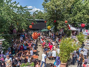 Außenbereich des Streetfood Markt Erlangen