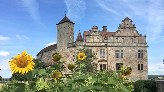 Burg Cadolzburg mit Sonnenblumen