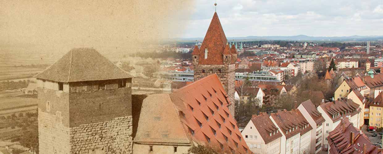 Fünfeckiger Turm, Kaiserstallung und Luginsland – einst und jetzt